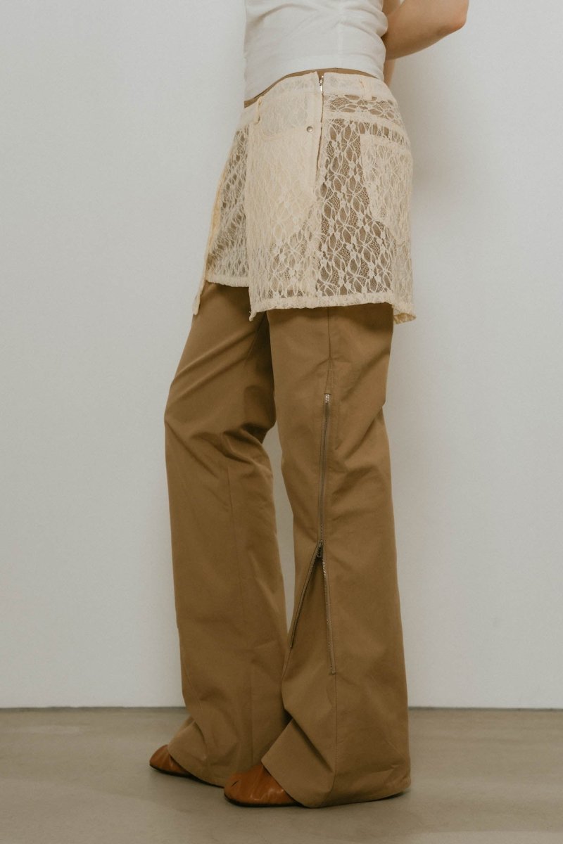 2piece zip flare pants/beige - KNUTH MARF