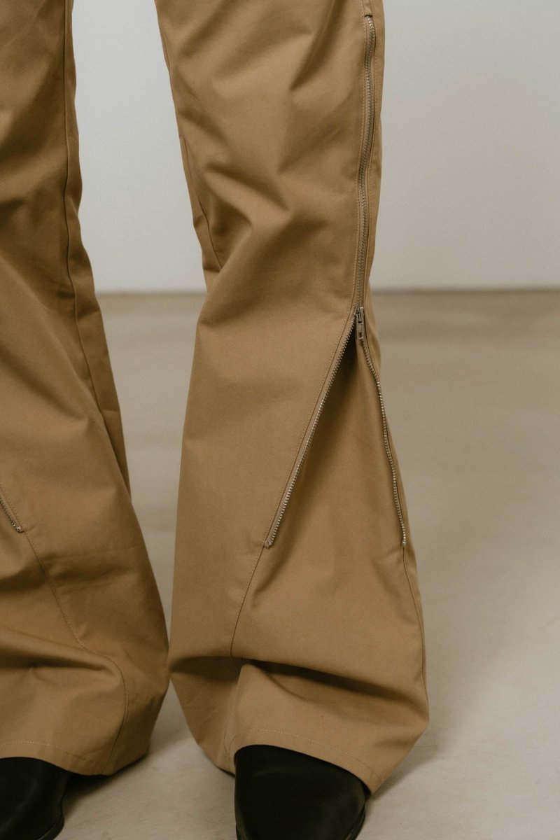 2piece zip flare pants/beige - KNUTH MARF