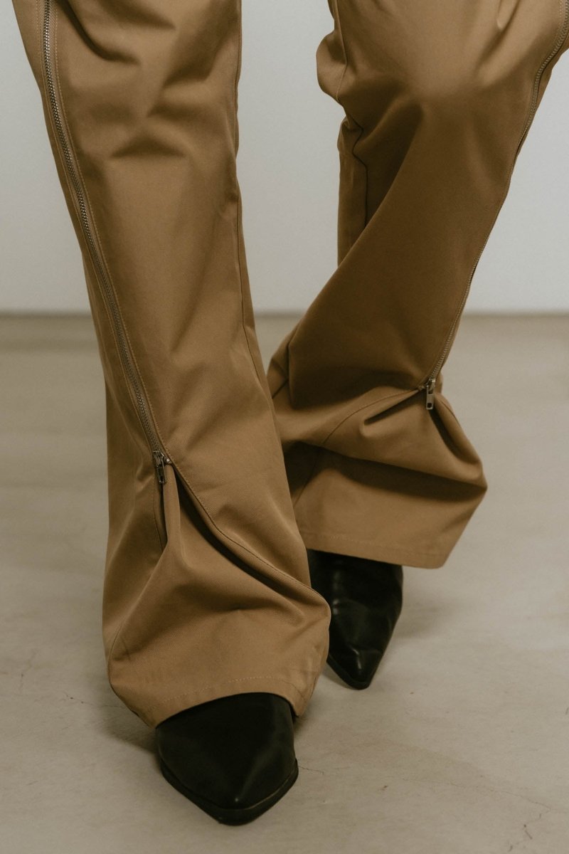 2piece zip flare pants/beige - KNUTH MARF