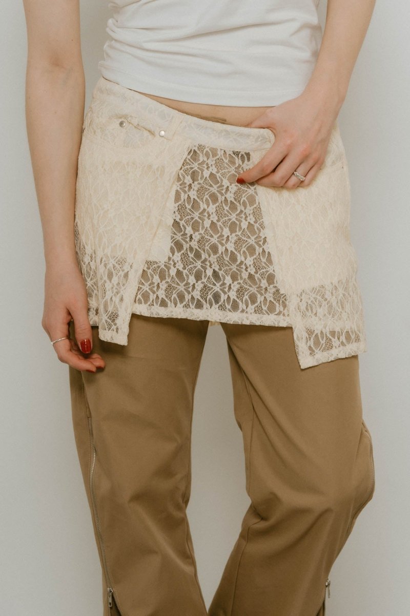 2piece zip flare pants/beige - KNUTH MARF
