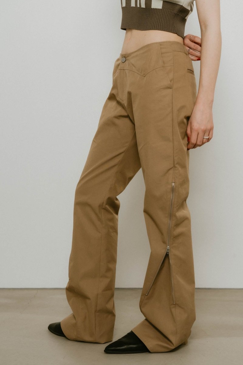 2piece zip flare pants/beige - KNUTH MARF