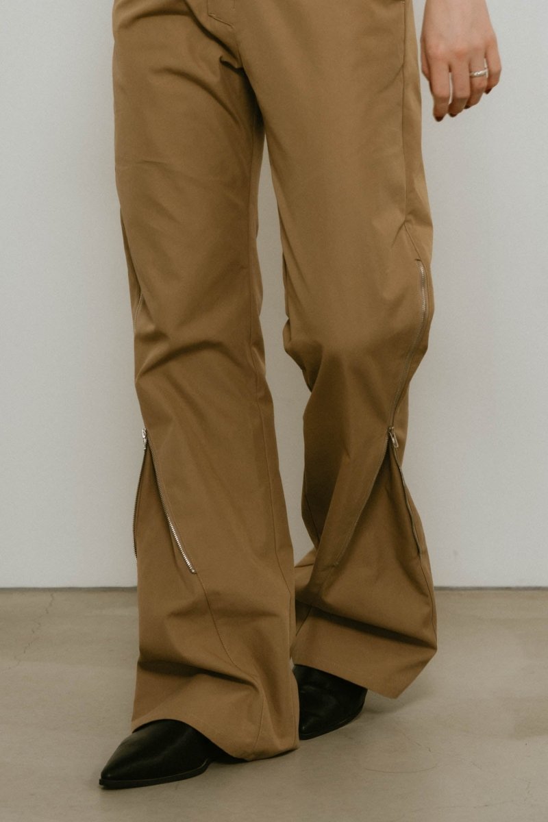 2piece zip flare pants/beige - KNUTH MARF