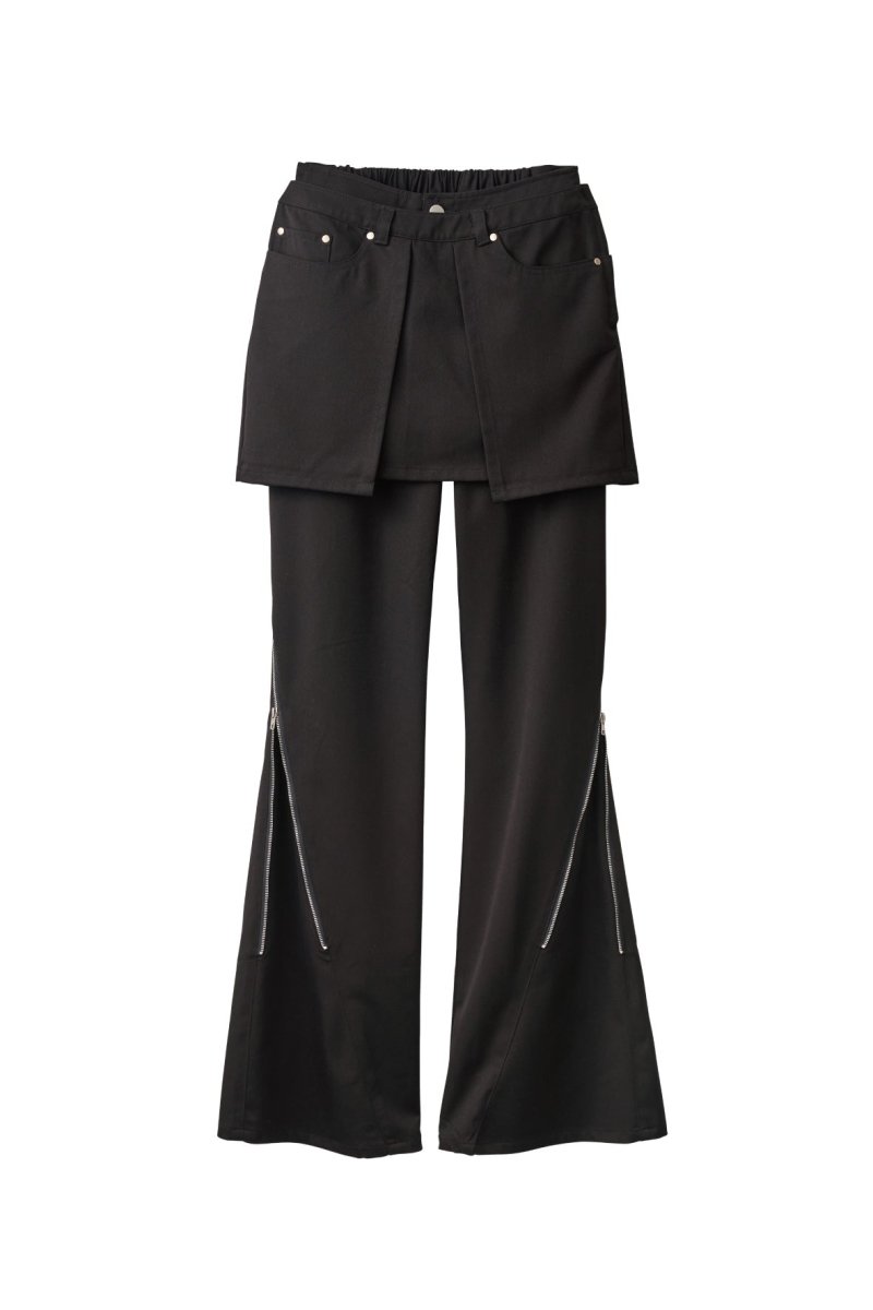 2piece zip flare pants/black - KNUTH MARF