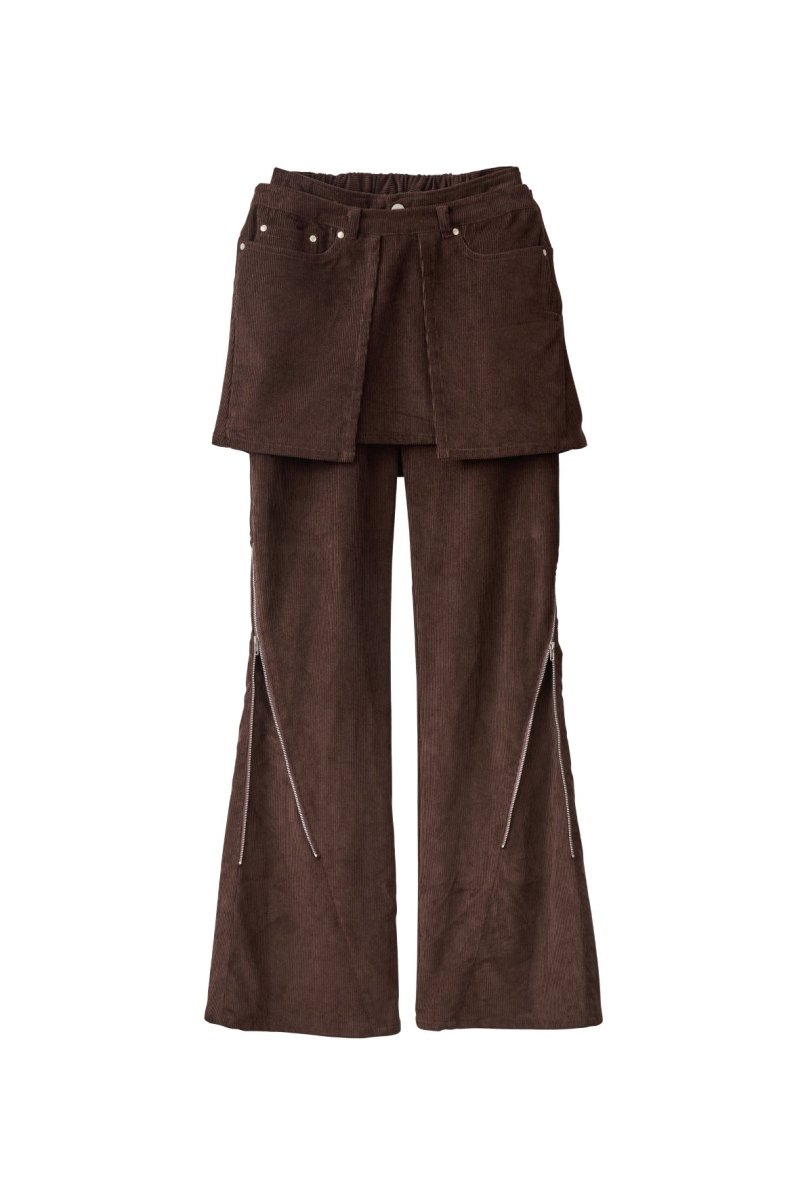 2piece zip flare pants/brown - KNUTH MARF