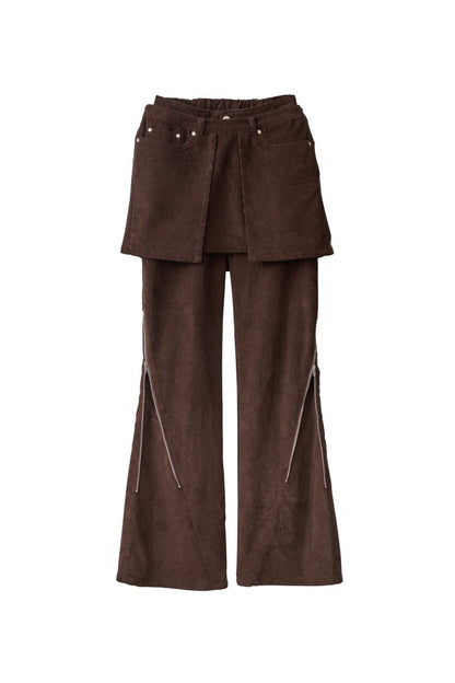 2piece zip flare pants/brown - KNUTH MARF