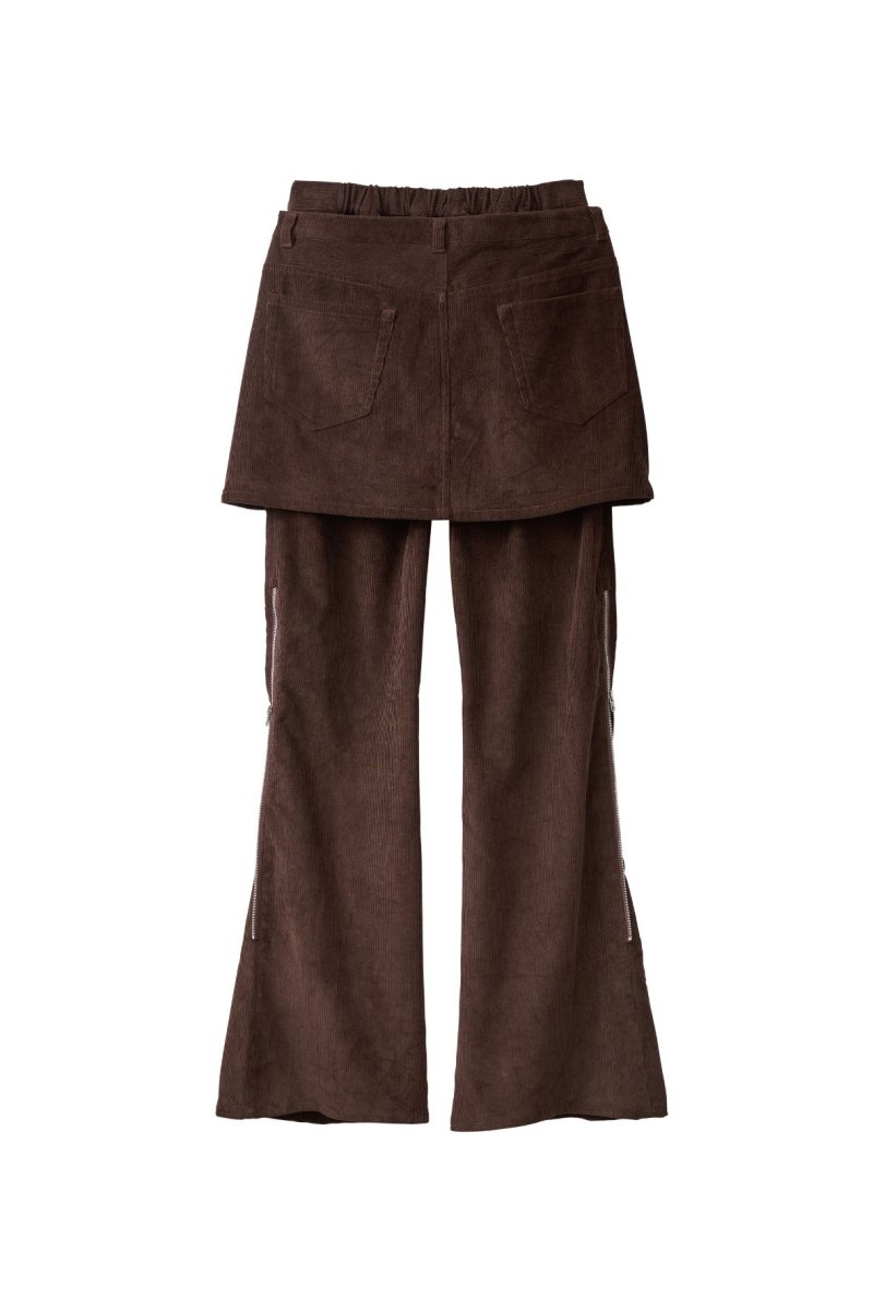 2piece zip flare pants/brown - KNUTH MARF