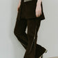2piece zip flare pants/brown - KNUTH MARF