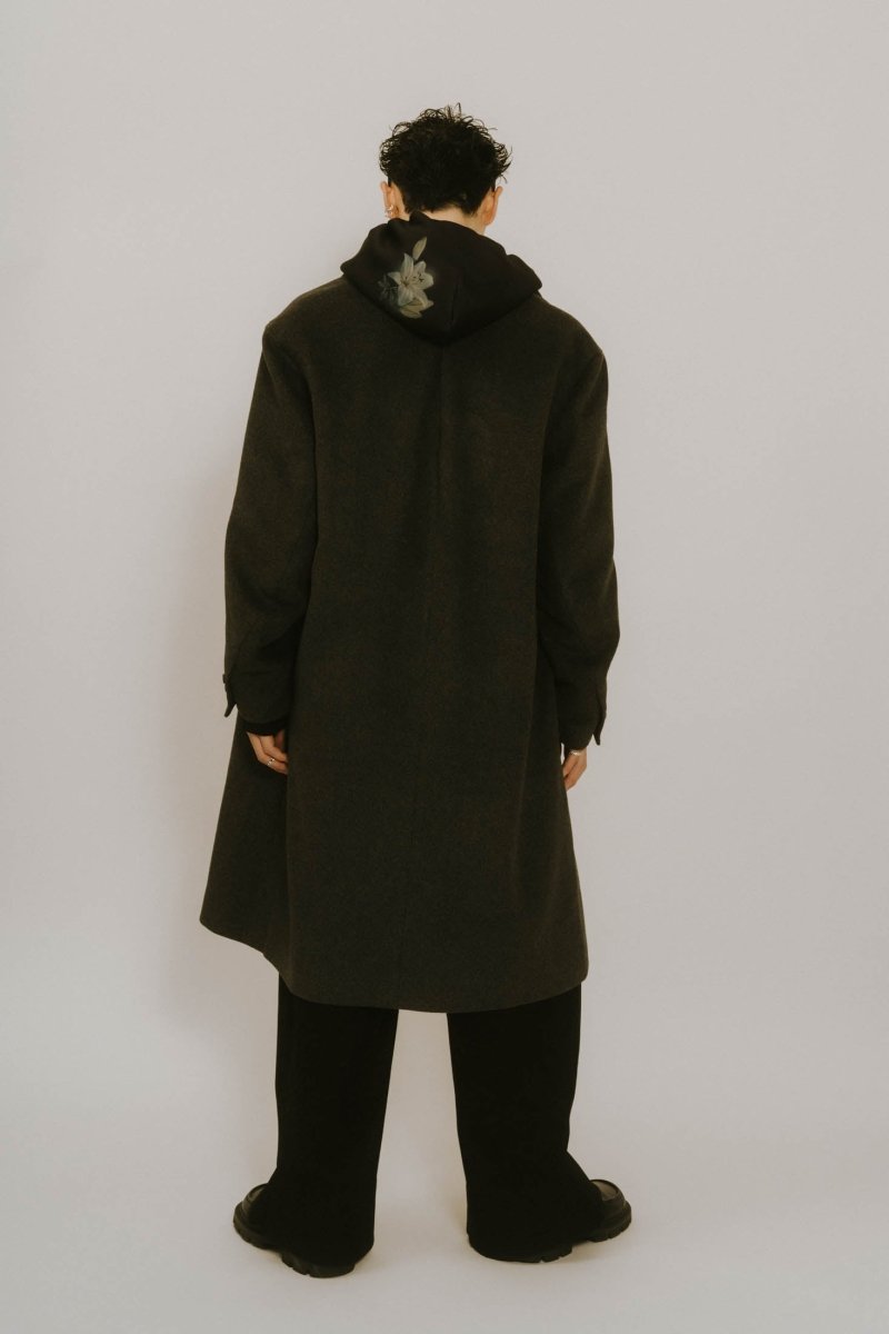 2way accent collar long coat（unisex）/charcoal - KNUTH MARF