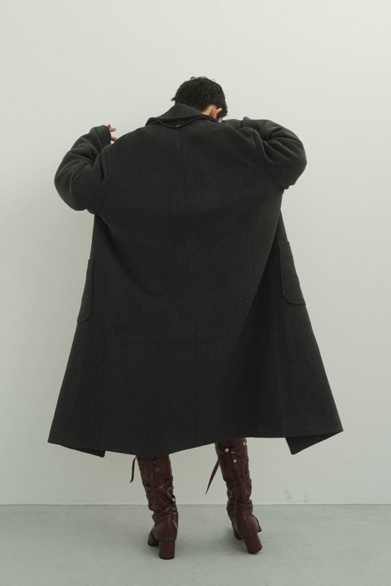 2way accent collar long coat（unisex）/charcoal - KNUTH MARF