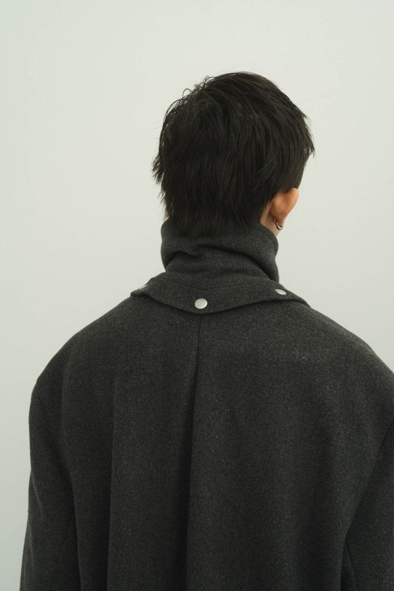 2way accent collar long coat（unisex）/charcoal - KNUTH MARF