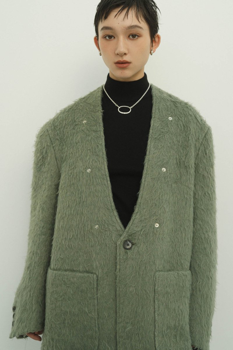 2way accent collar long coat（unisex）/green - KNUTH MARF