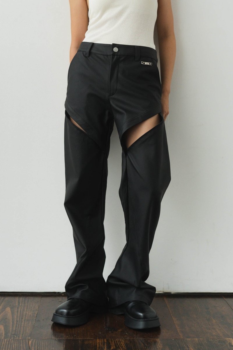 2way cut leather pants/2color