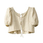 2way puff sleeve logo blouse/3color - KNUTH MARF