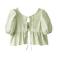 2way puff sleeve logo blouse/3color - KNUTH MARF