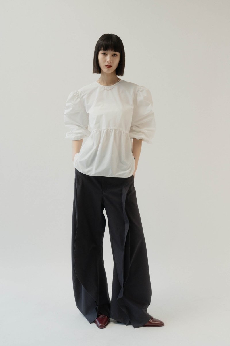 2way ribbon lady blouse/2color - KNUTH MARF