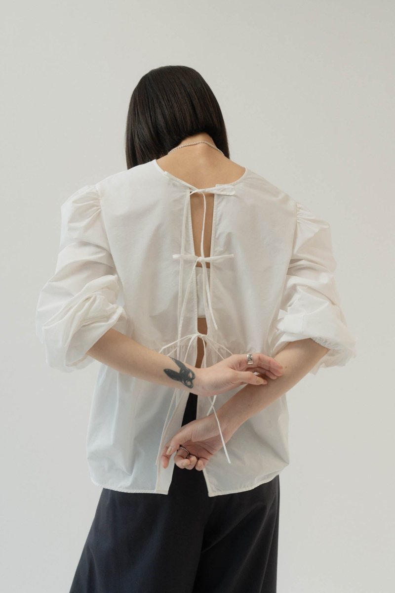 2way ribbon lady blouse/2color - KNUTH MARF