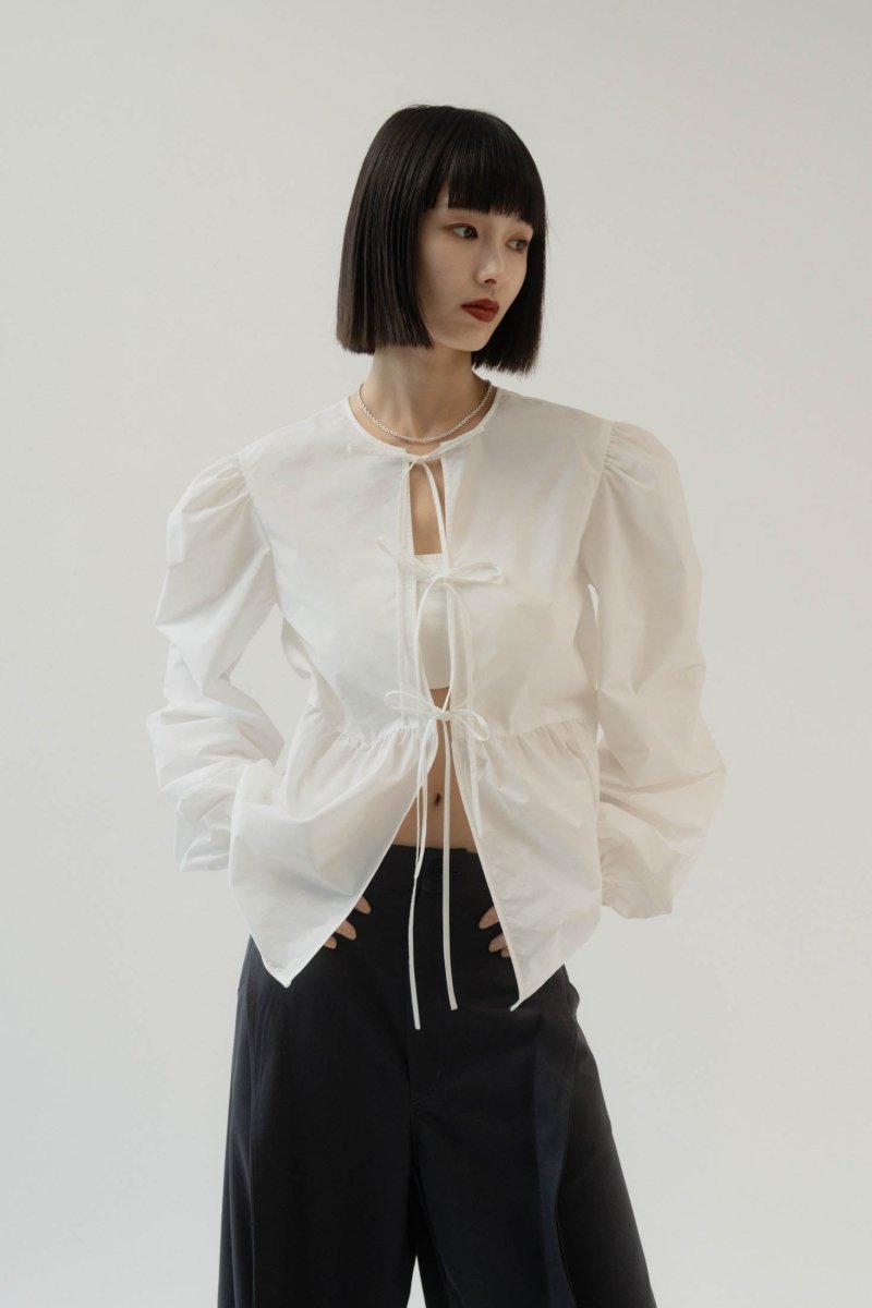 2way ribbon lady blouse/2color - KNUTH MARF