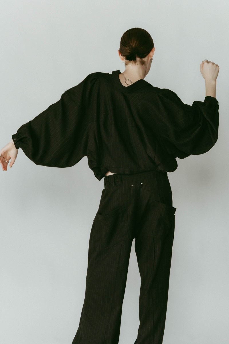 4way design blouse/stripeblack - KNUTH MARF