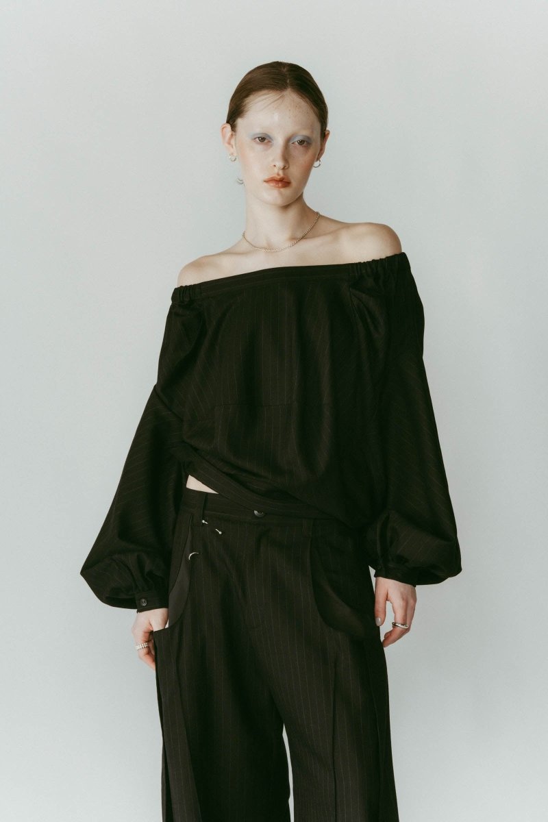 4way design blouse/stripeblack - KNUTH MARF