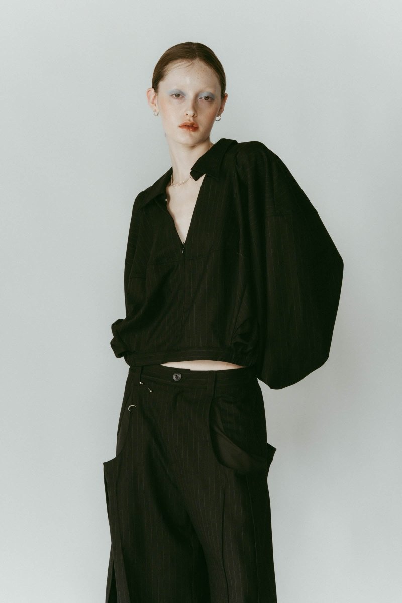 4way design blouse/stripeblack - KNUTH MARF