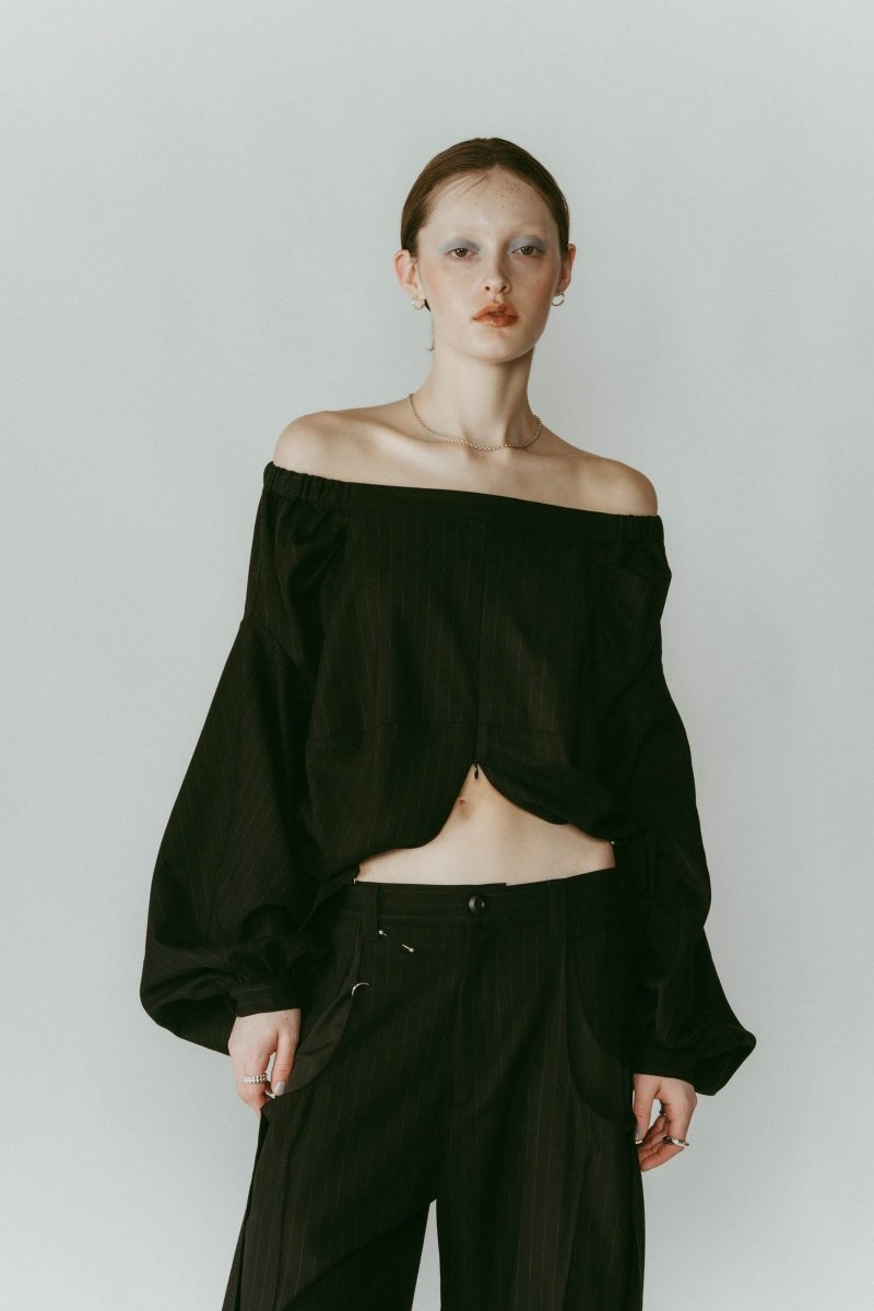 4way design blouse/stripeblack - KNUTH MARF