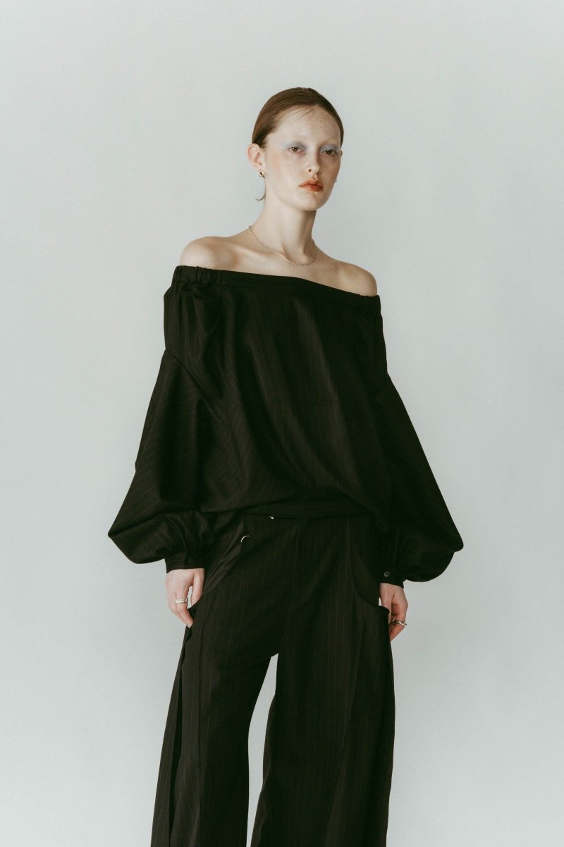 4way design blouse/stripeblack - KNUTH MARF