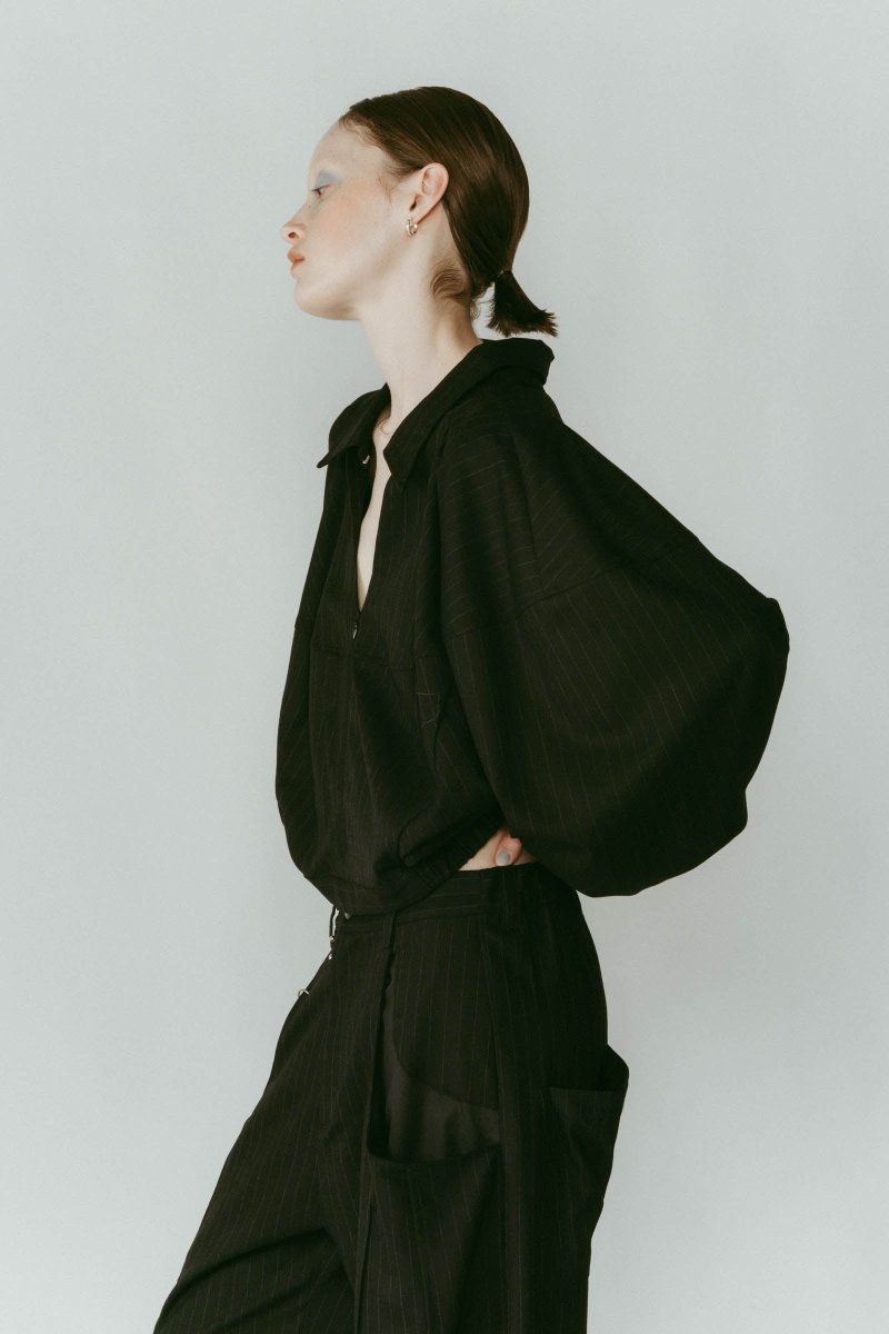 4way design blouse/stripeblack - KNUTH MARF