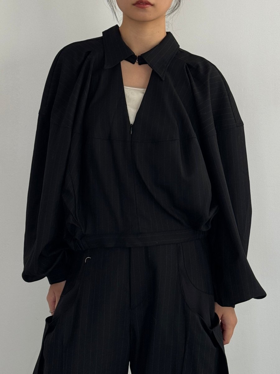 4way design blouse/stripeblack - KNUTH MARF