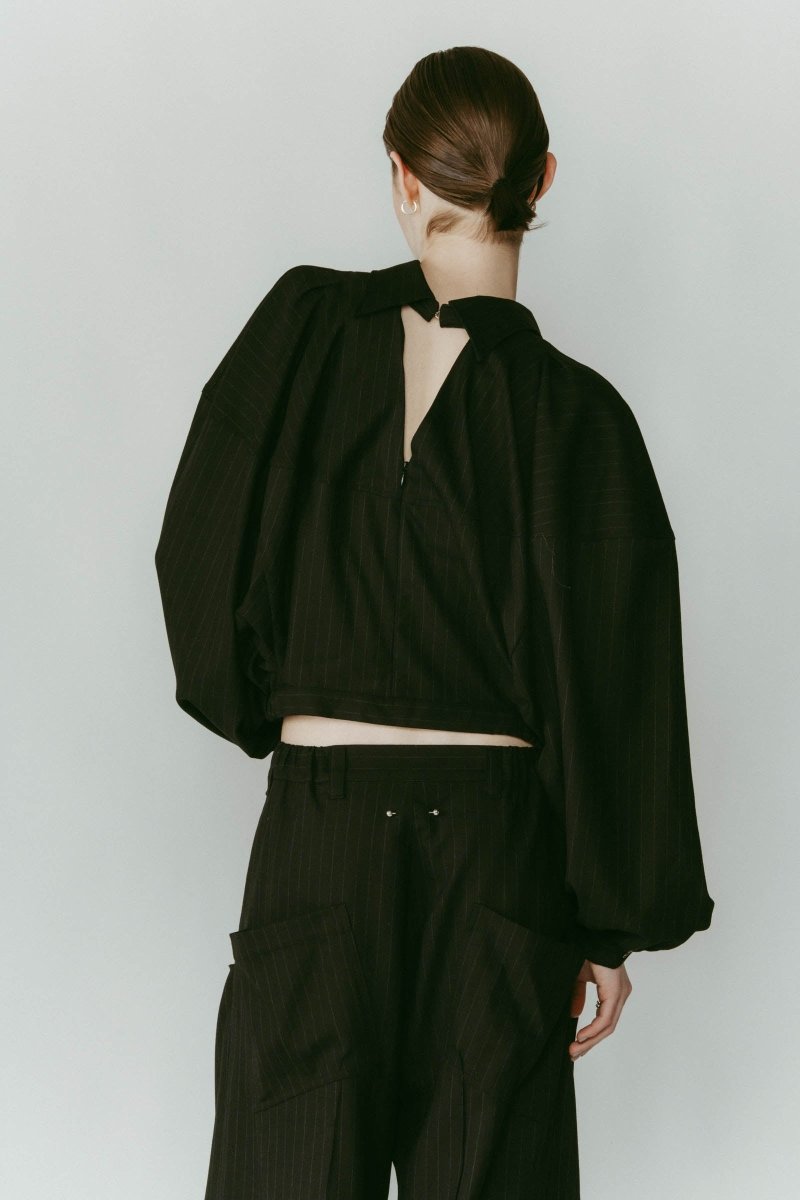 4way design blouse/stripeblack - KNUTH MARF