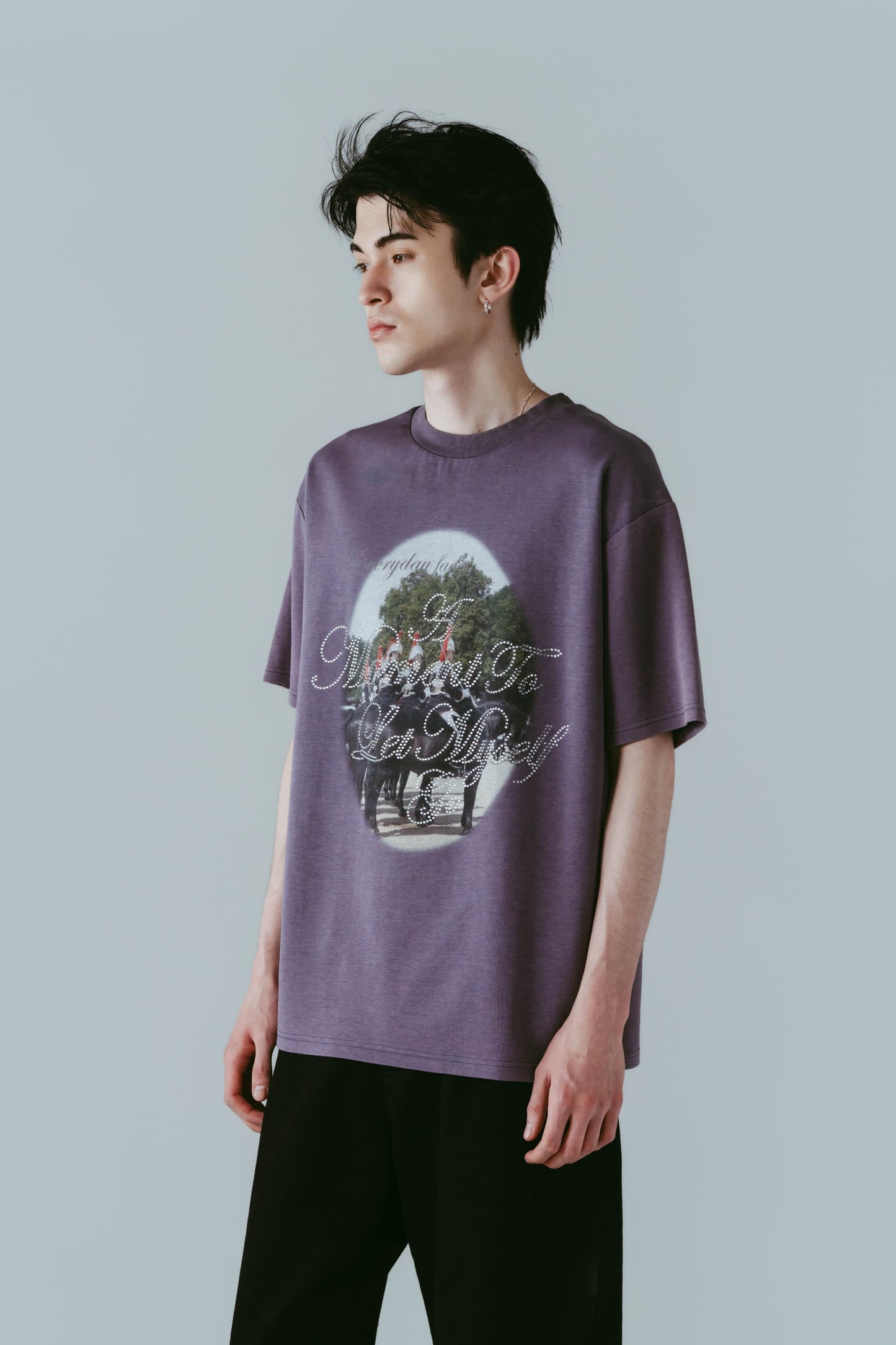 rhinestone graphic tee(unisex)/purple