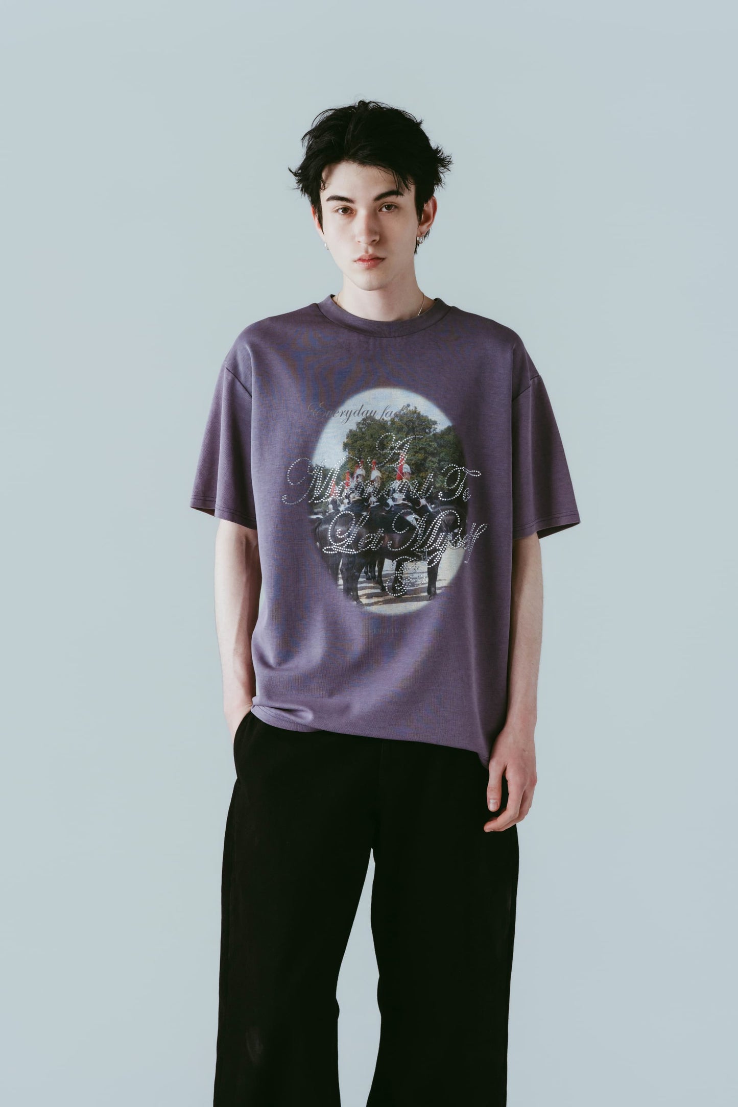 rhinestone graphic tee(unisex)/purple