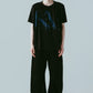 tuck detail oversized tee(unisex)/black