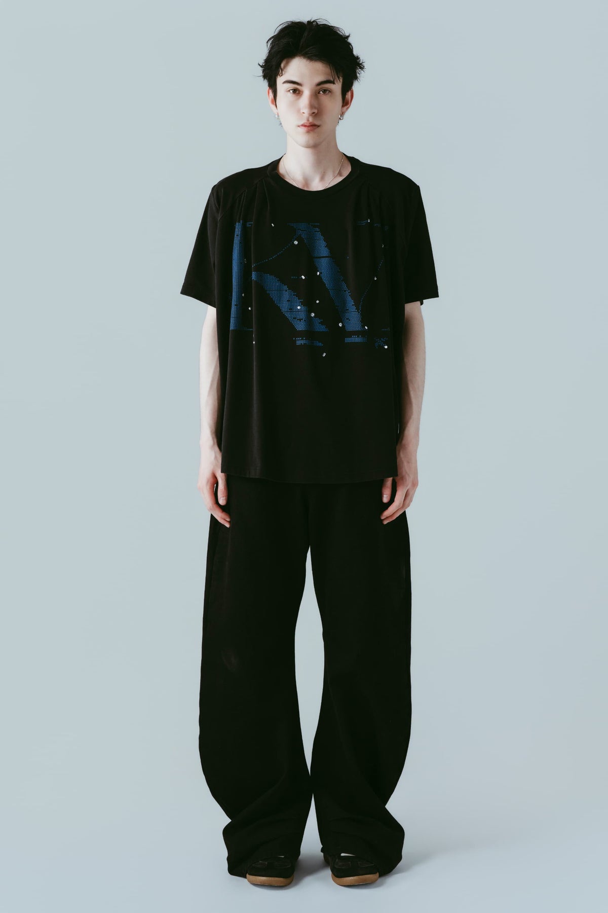 tuck detail oversized tee(unisex)/black