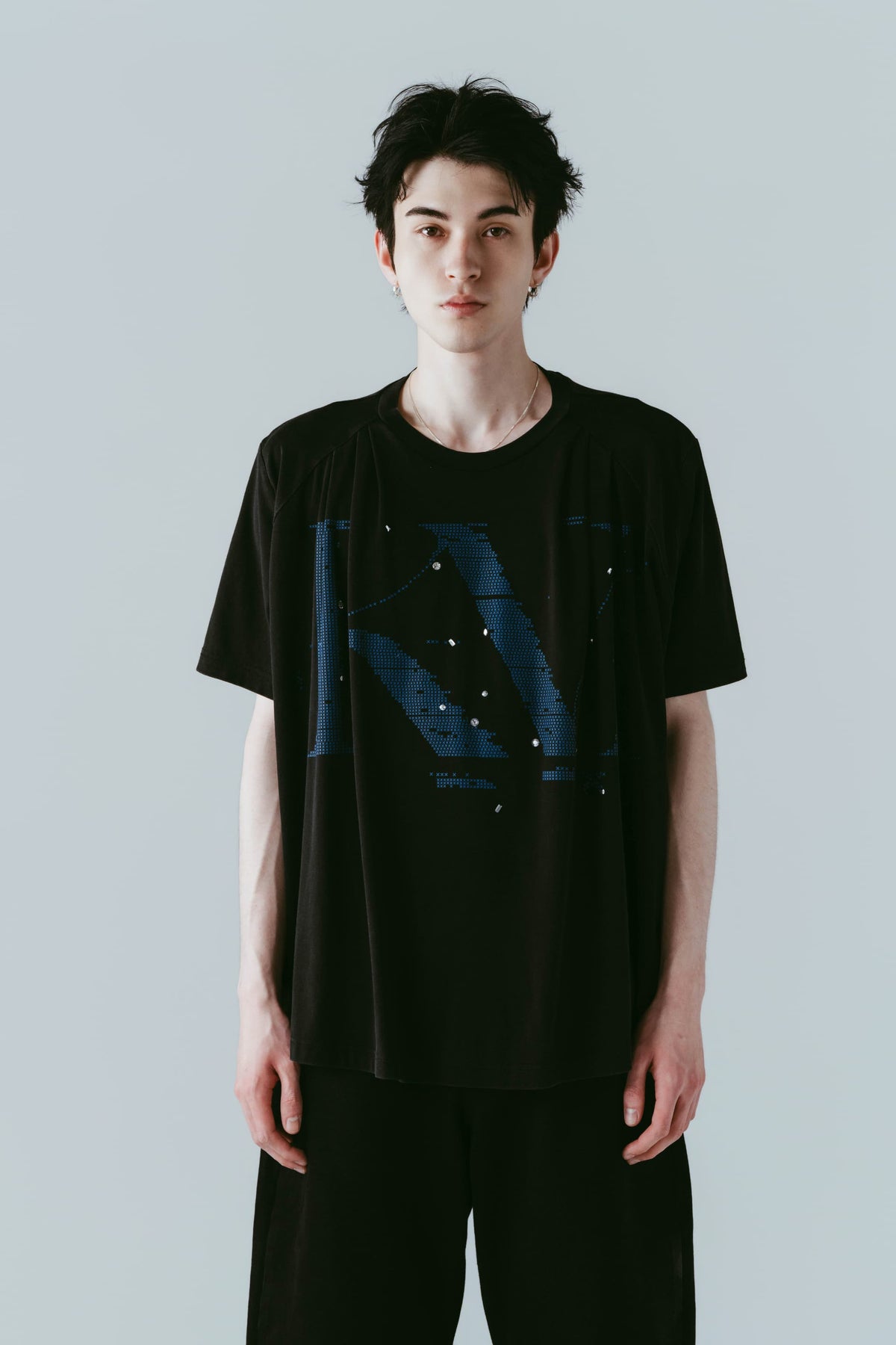 tuck detail oversized tee(unisex)/black