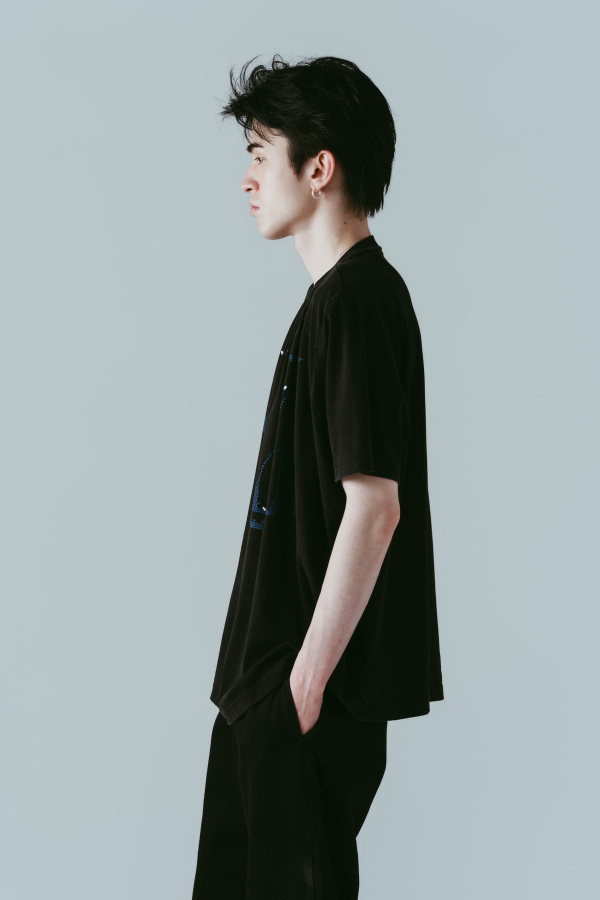 tuck detail oversized tee(unisex)/black