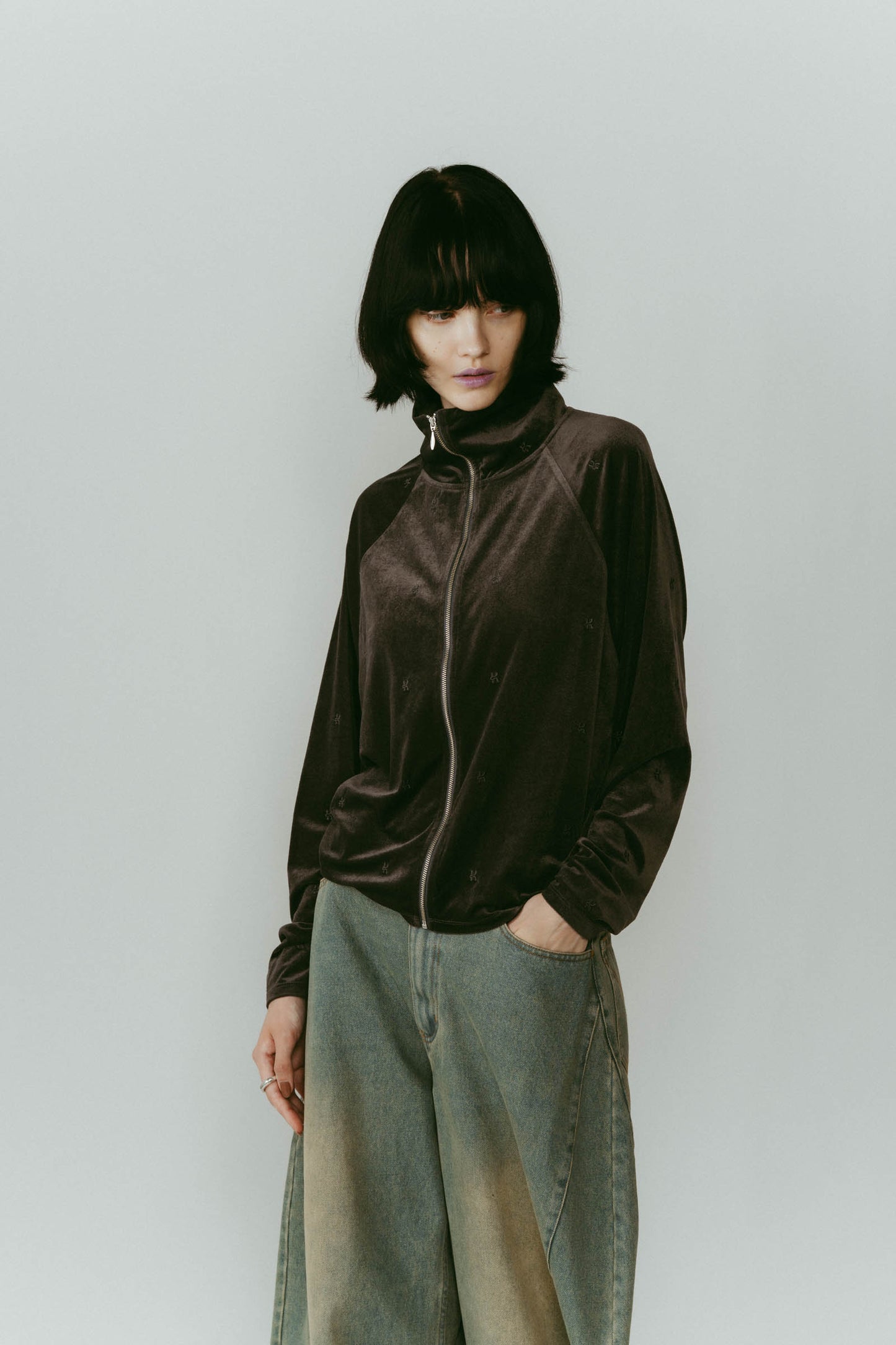 velours track jacket/2color