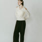 slim hooded knit/white