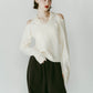 slim hooded knit/white