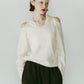 slim hooded knit/white
