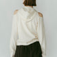 slim hooded knit/white