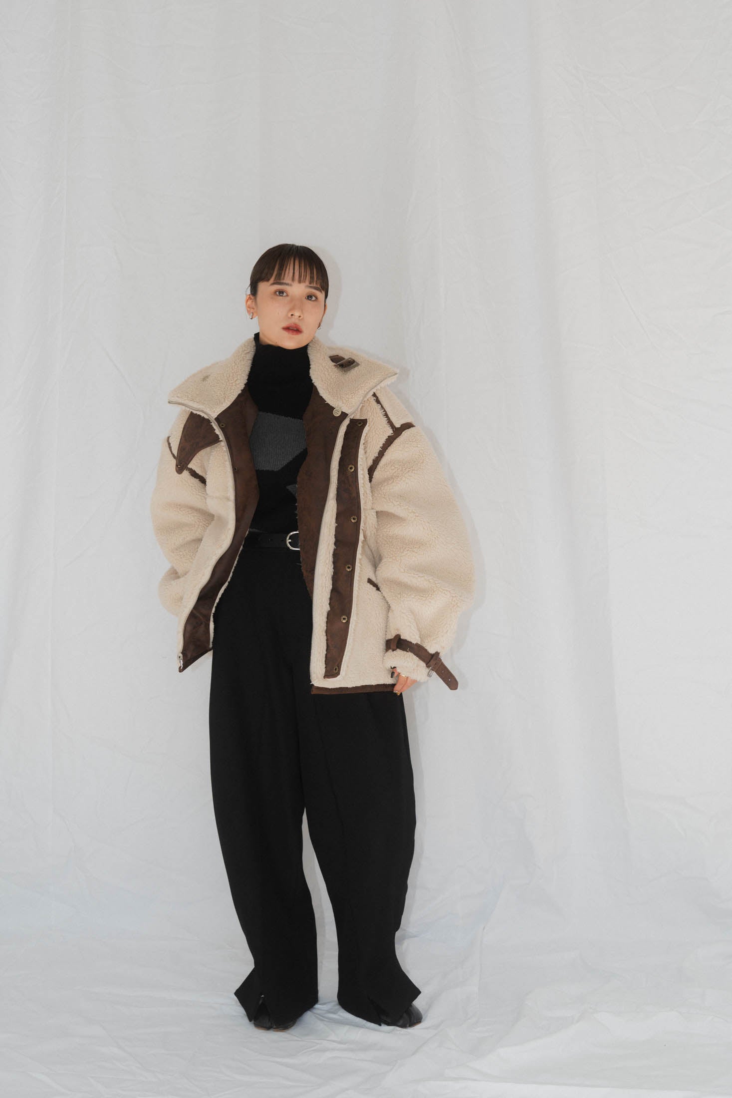reversible mouton jacket(unisex)/beige | KNUTH MARF