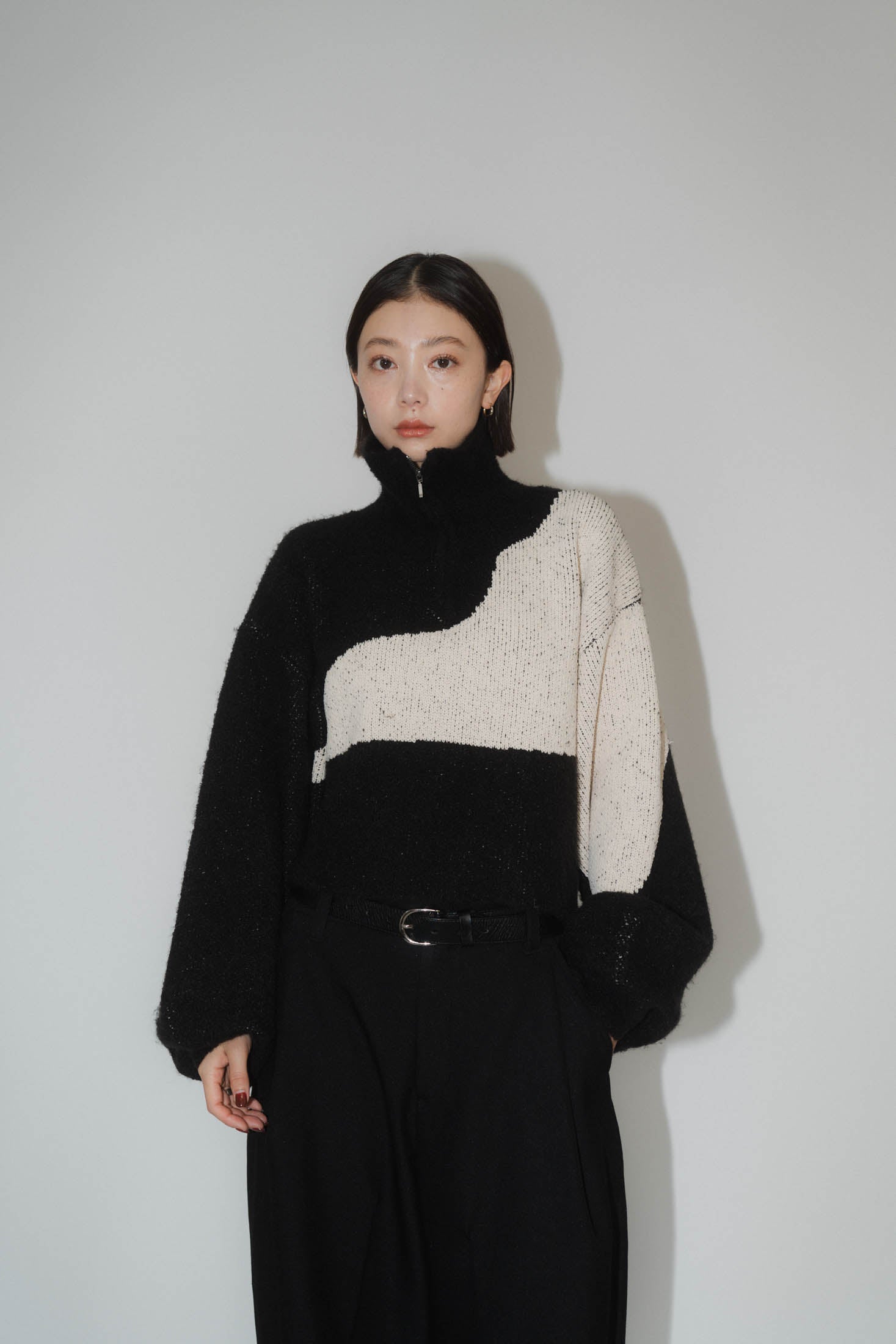 half zip bicolor knit/blackivory | KNUTH MARF