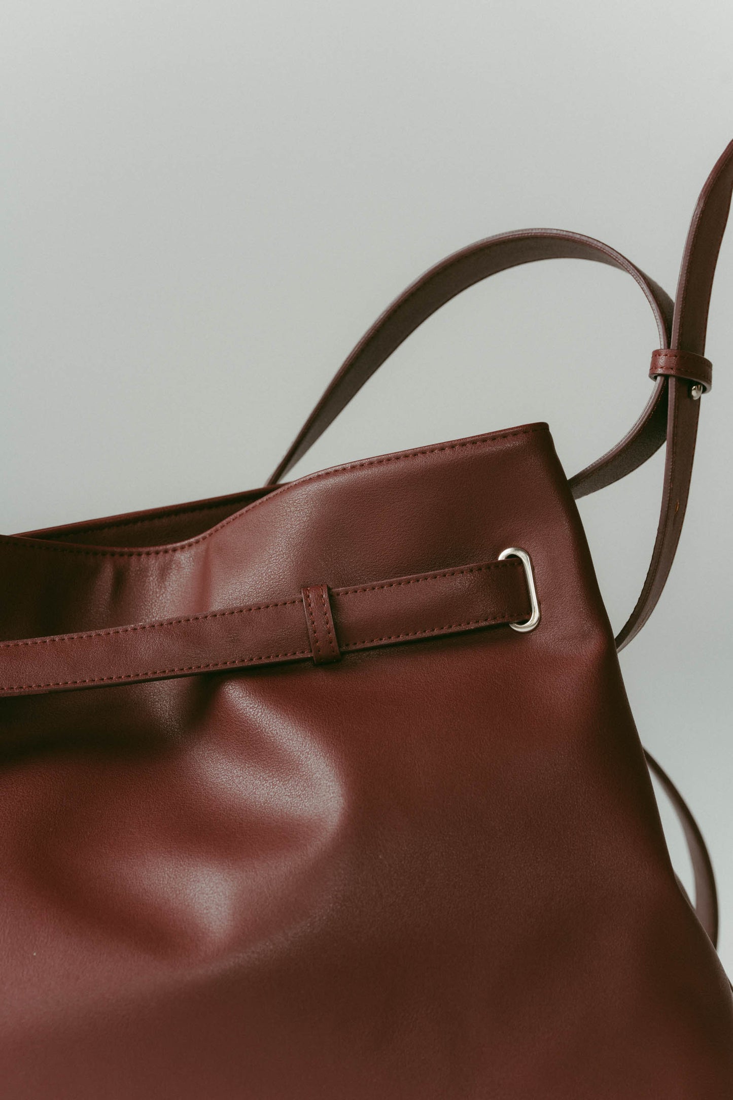 belted leather big bag/2color