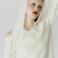 slim hooded knit/white