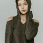 slim hooded knit/gray