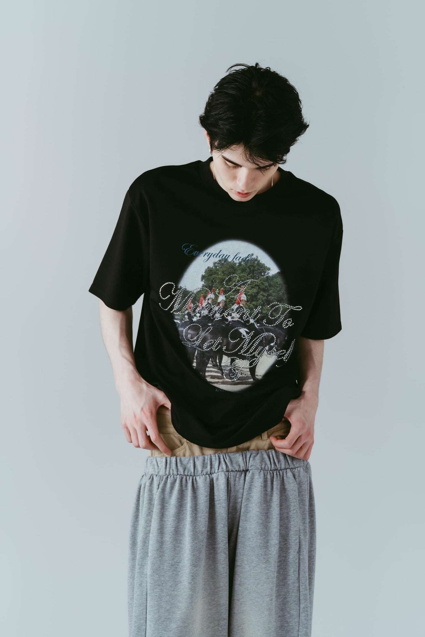 rhinestone graphic tee(unisex)/black