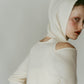 slim hooded knit/white