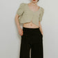 2way puff sleeve logo blouse/3color