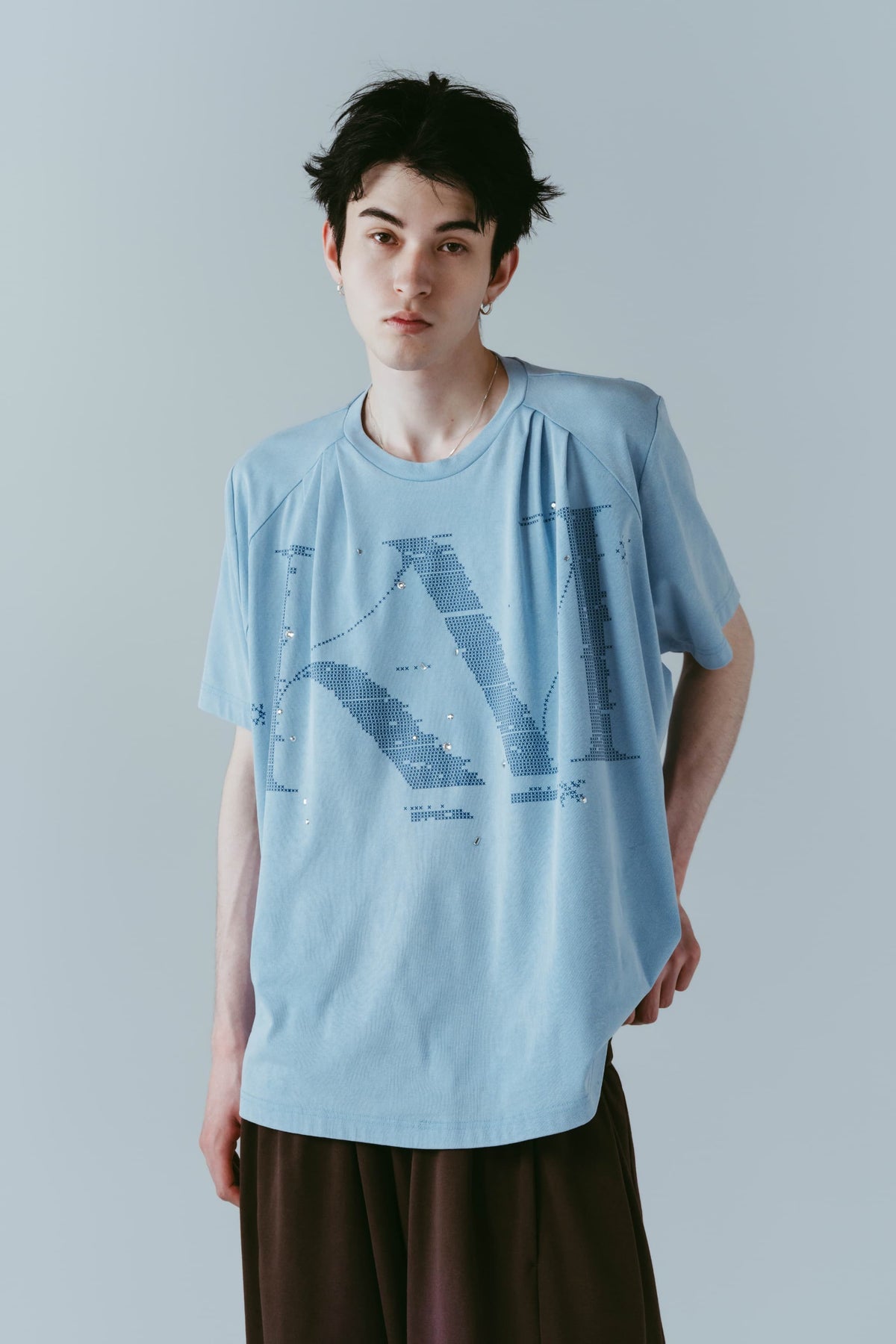 tuck detail oversized tee(unisex)/blue