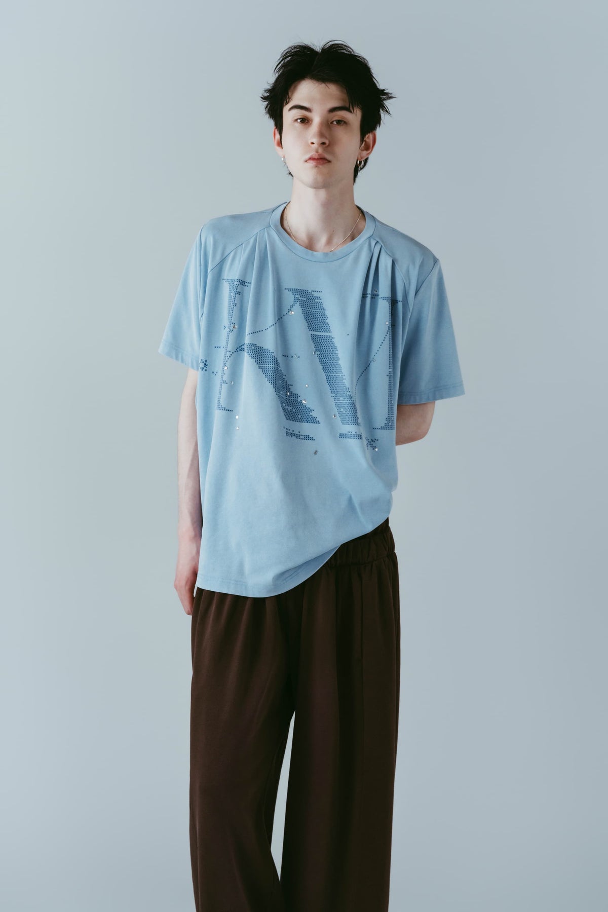 tuck detail oversized tee(unisex)/blue